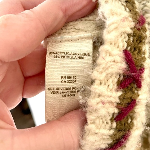 Free People Cream Snow Drift Fair Isle cowl  Neck Sleeveless Sweater Size Medium - Picture 8 of 9